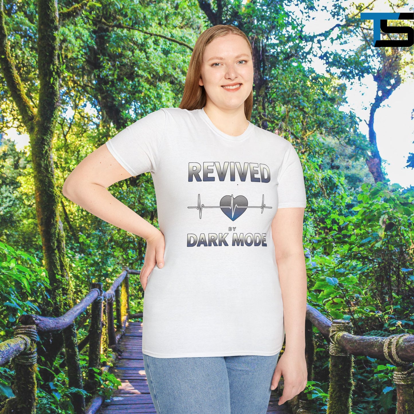 Revived by Dark Mode Tee - High contrast. Higher standards. -Gildan