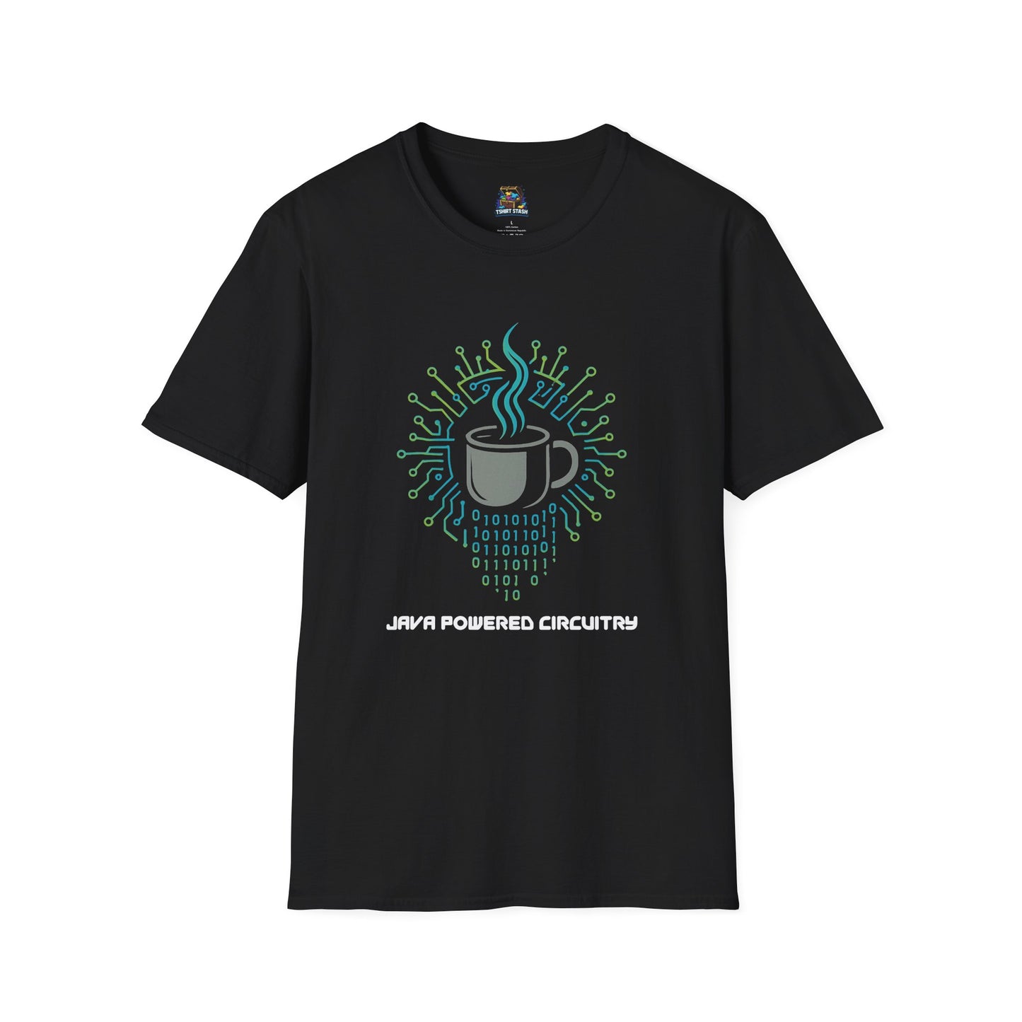 Java Powered Circuitry – Geek Coffee & Code Tee -Gildan
