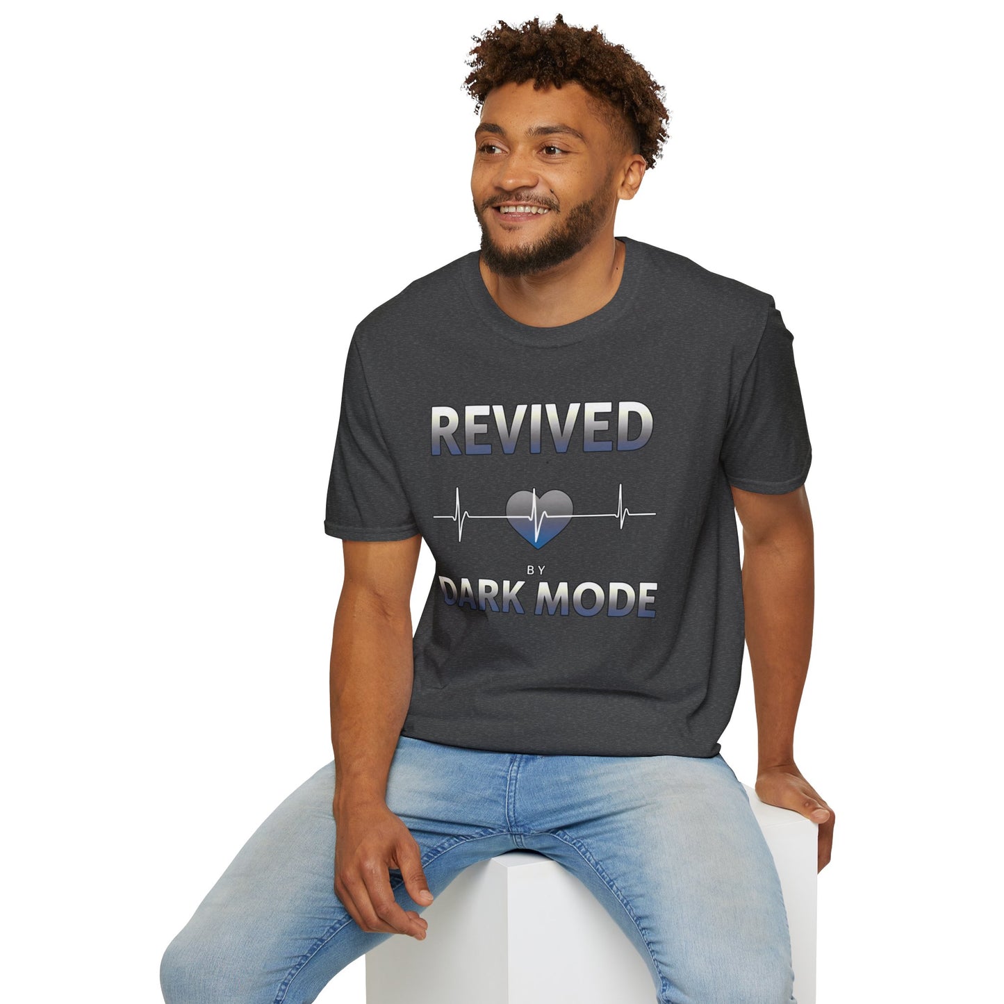 Revived by Dark Mode Tee - High contrast. Higher standards. -Gildan