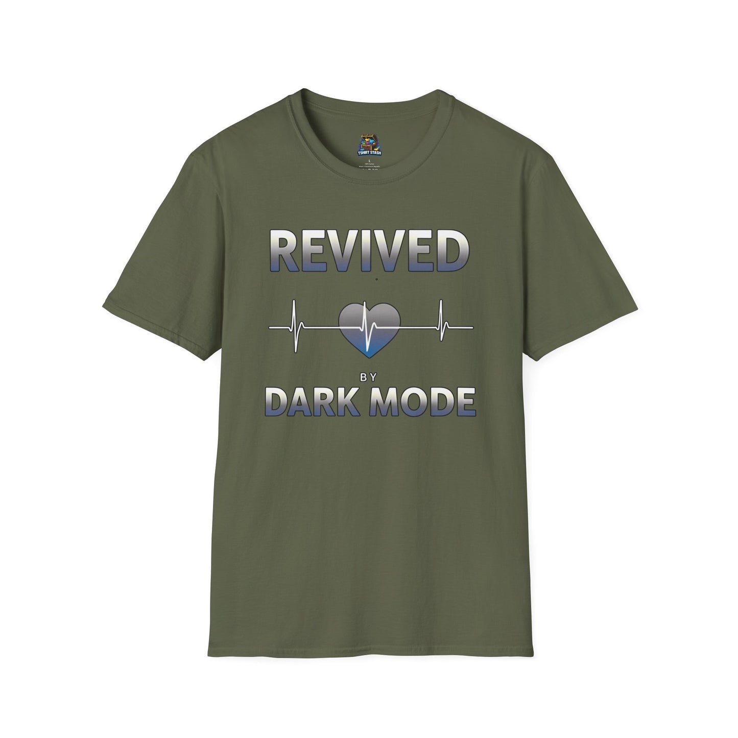Revived by Dark Mode Tee - High contrast. Higher standards. -Gildan