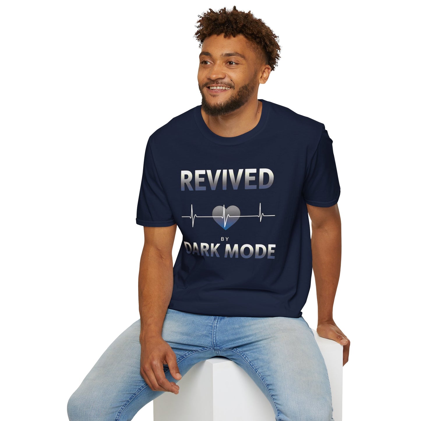 Revived by Dark Mode Tee - High contrast. Higher standards. -Gildan