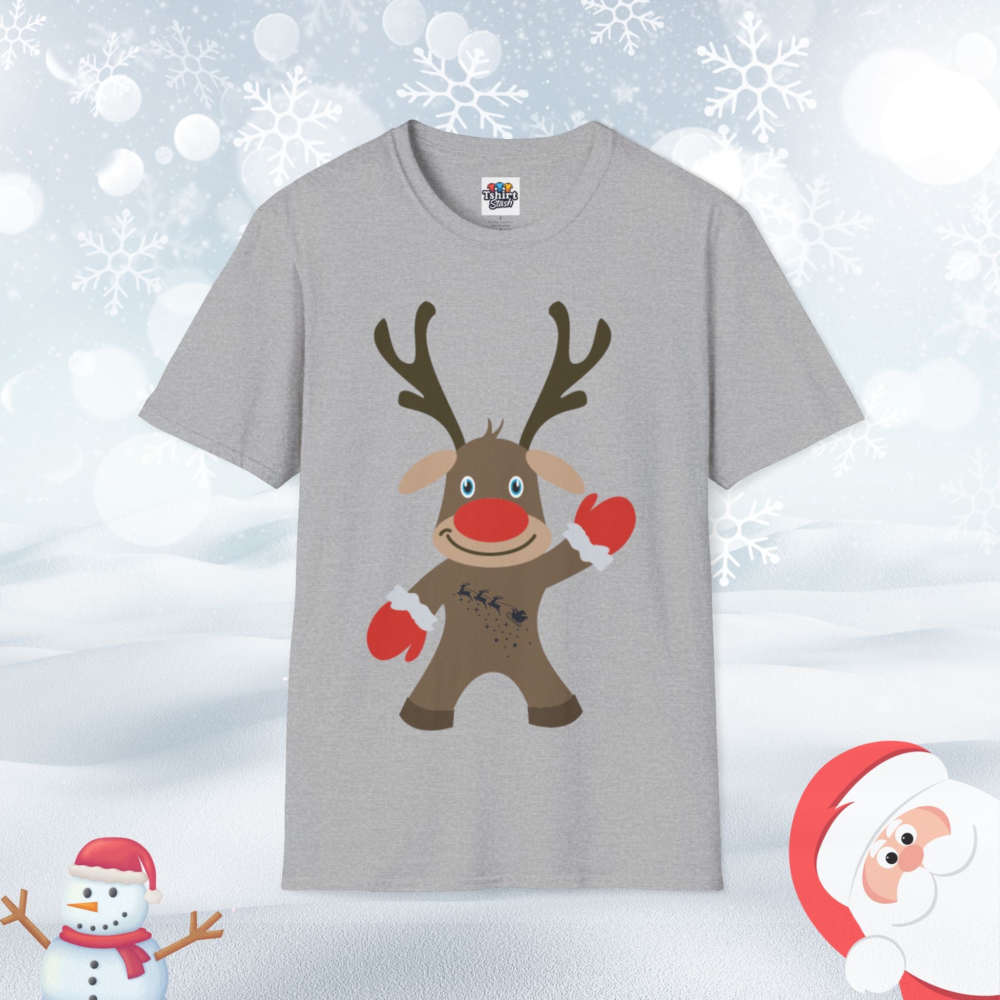 Christmas Reindeer Waving T-Shirt
