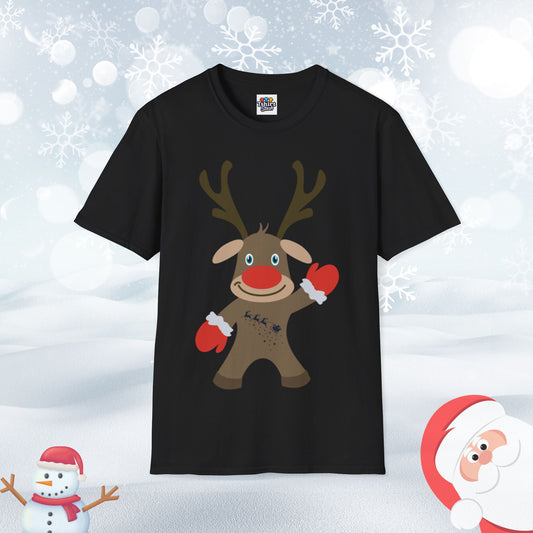Christmas Reindeer Waving T-Shirt