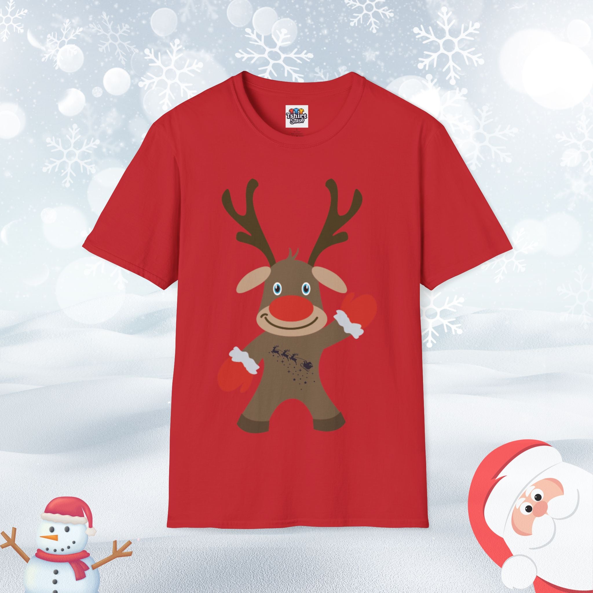 Christmas Reindeer Waving T-Shirt