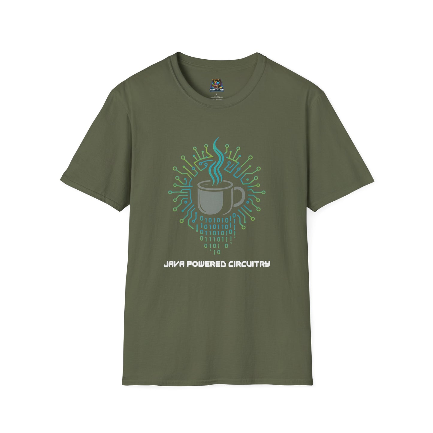 Java Powered Circuitry – Geek Coffee & Code Tee -Gildan