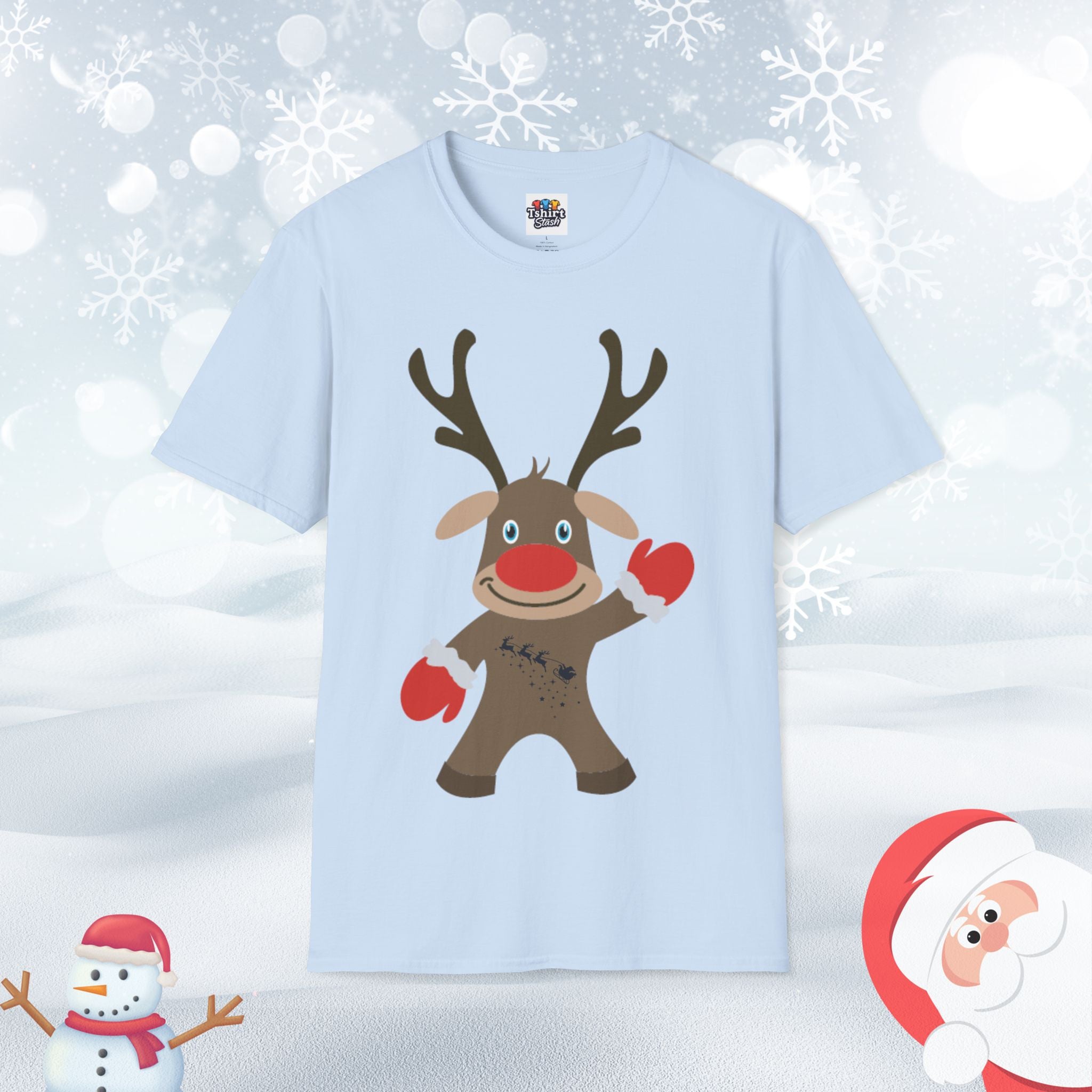 Christmas Reindeer Waving T-Shirt