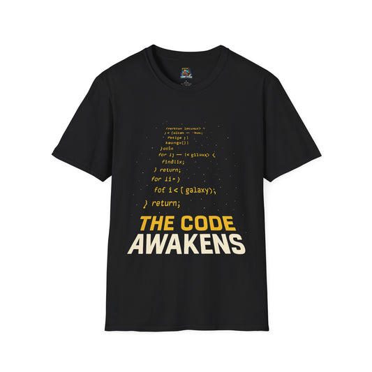 'The Code Awakens' t-shirt. May the source be with you.-Gildan